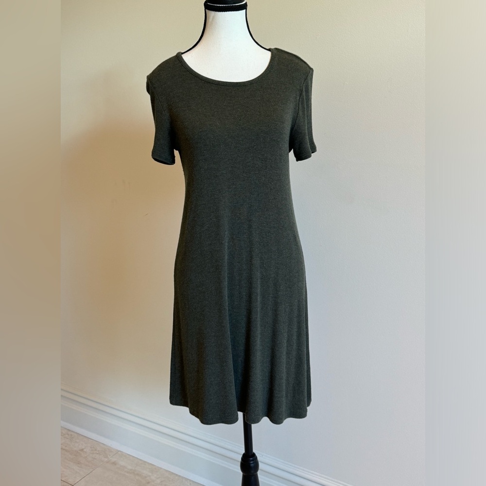 Madewell Olive Green Ribbed Sweater Tshirt Dress